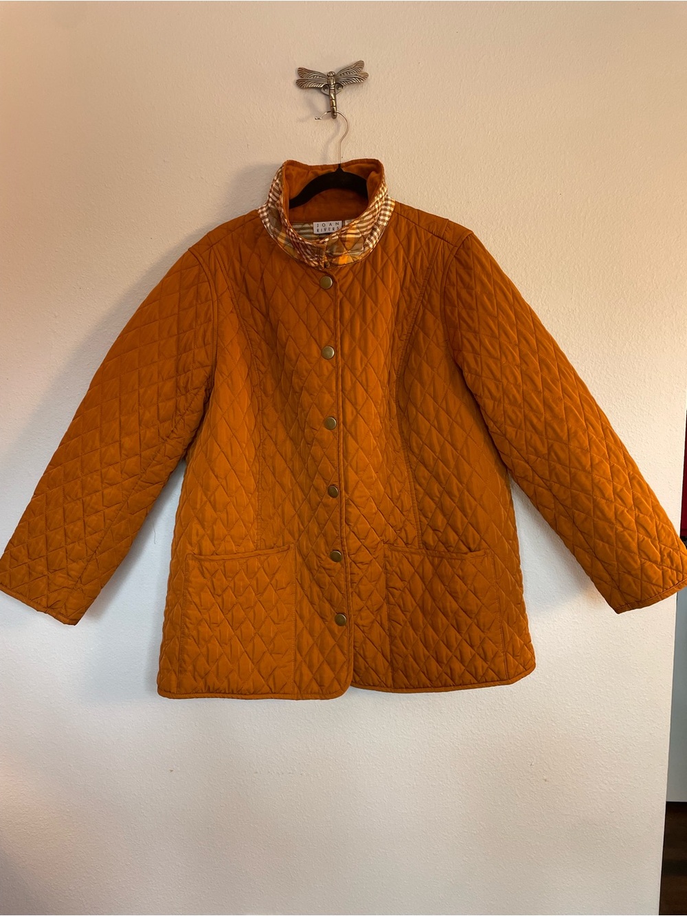 Joan Rivers 1x Quilted Barn Jacket Plaid Lined Equestrian Country Coat
